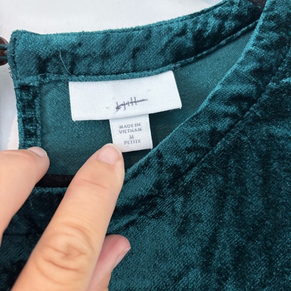 J Jill Velvet Loose Fit No Stretch Knee Length Emerald Green Dress - Picture 4 of 10